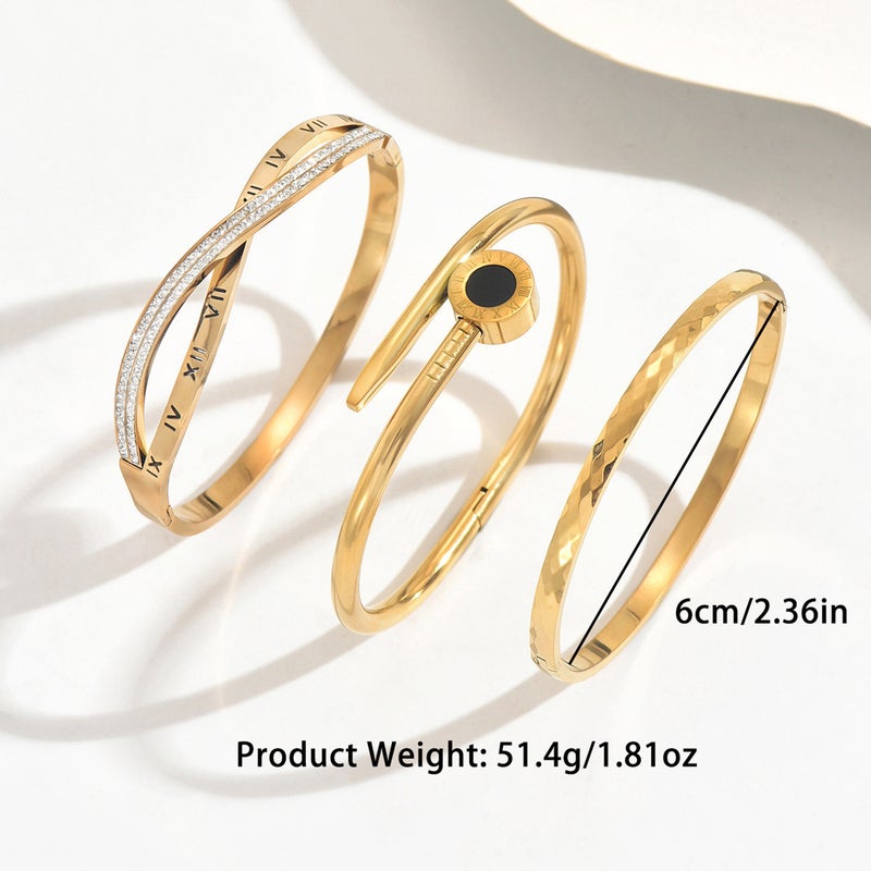 Titanium Steel Bracelet Old Money Style Black Roman Numeral Zircon Bracelet Girls High-End Selling Bracelet Jewelry - Image 5